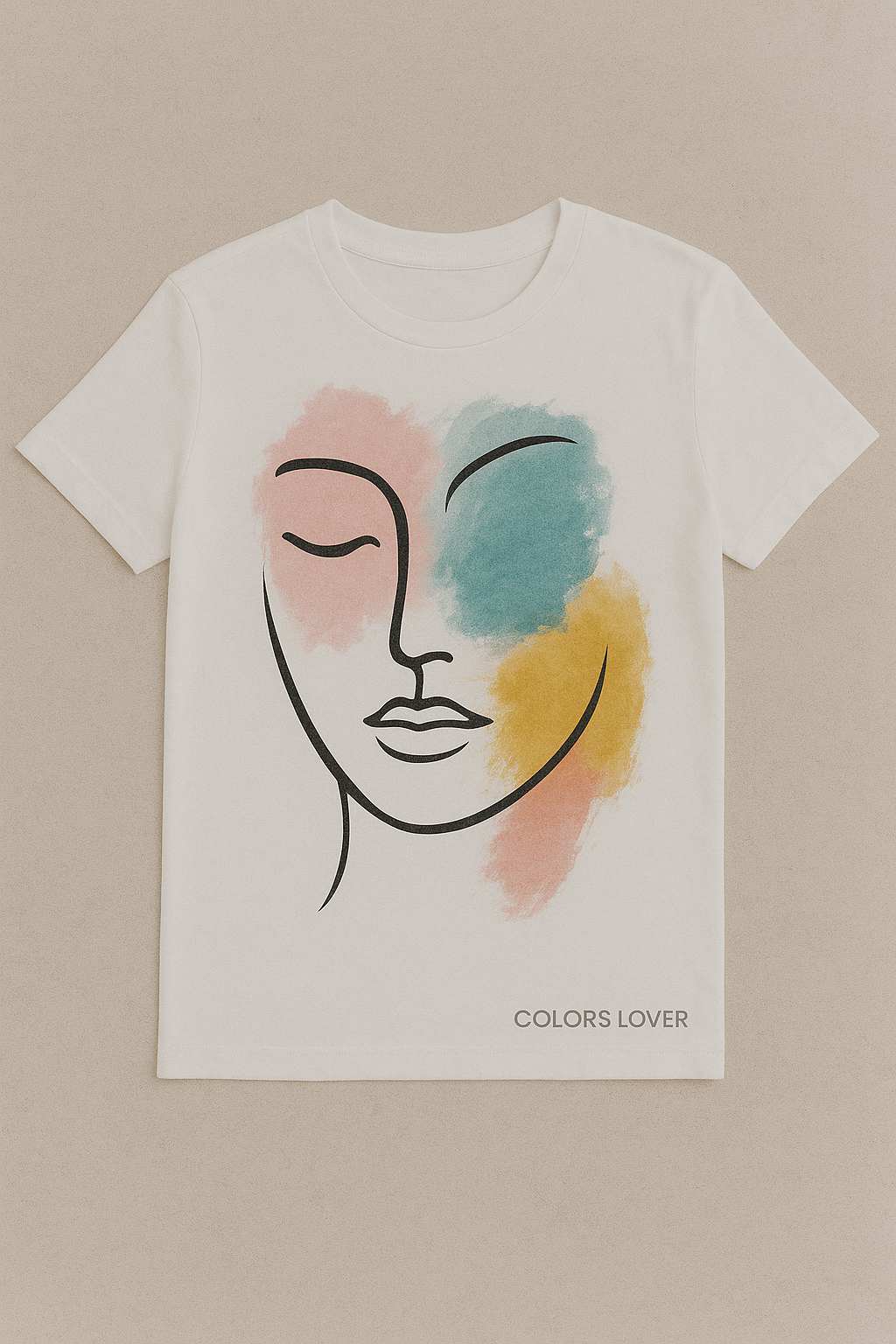Minimalist Abstract Face with Watercolour Splashes