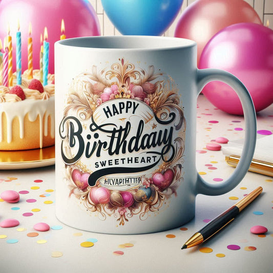 🎉 Happy Birthday Sweetheart – Celebration Mug