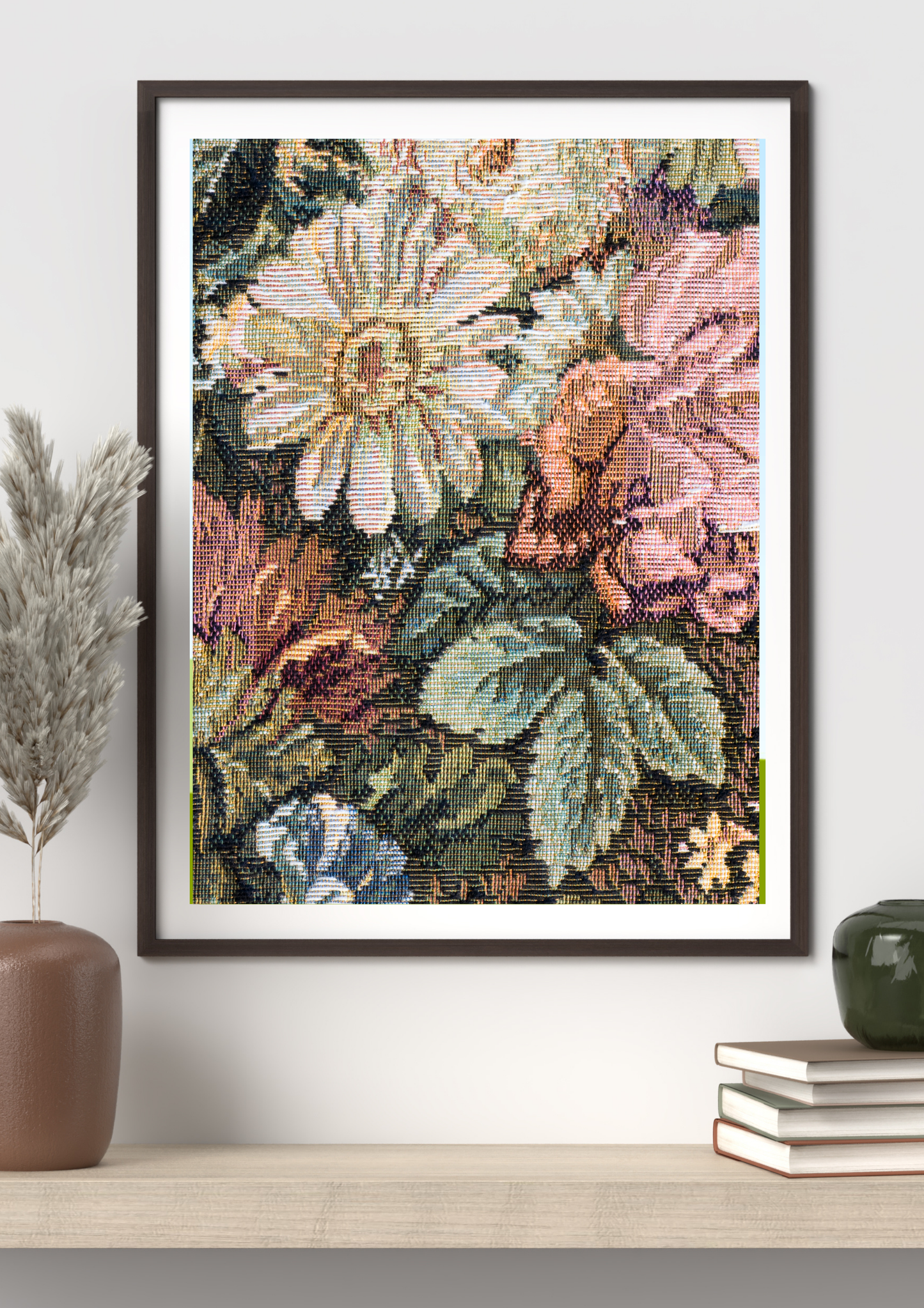 Vintage Floral Tapestry – A4 Framed Art