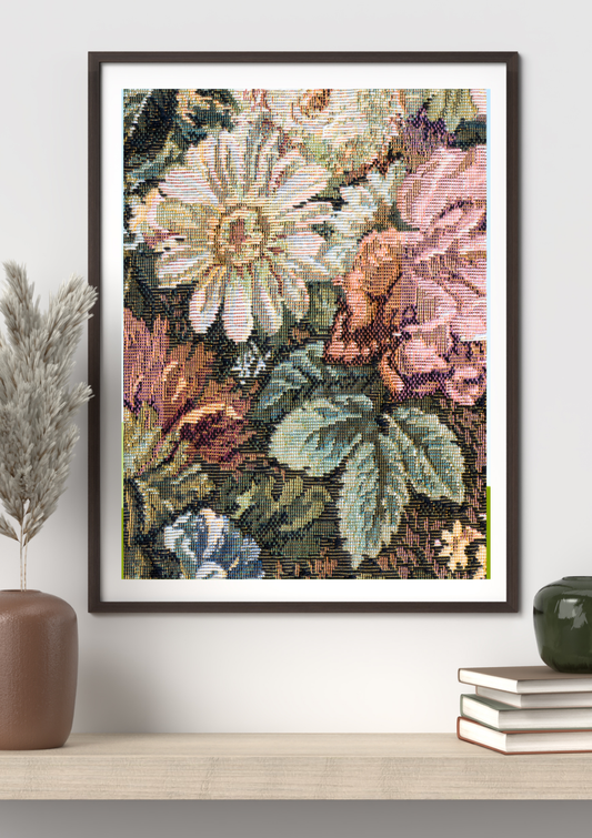 Vintage Floral Tapestry – A4 Framed Art
