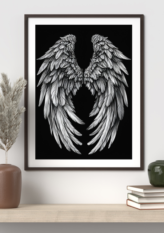 Angel Wings Monochrome Wall Art