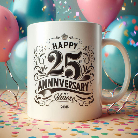 🥂 Happy 25th Anniversary – Silver Jubilee Mug