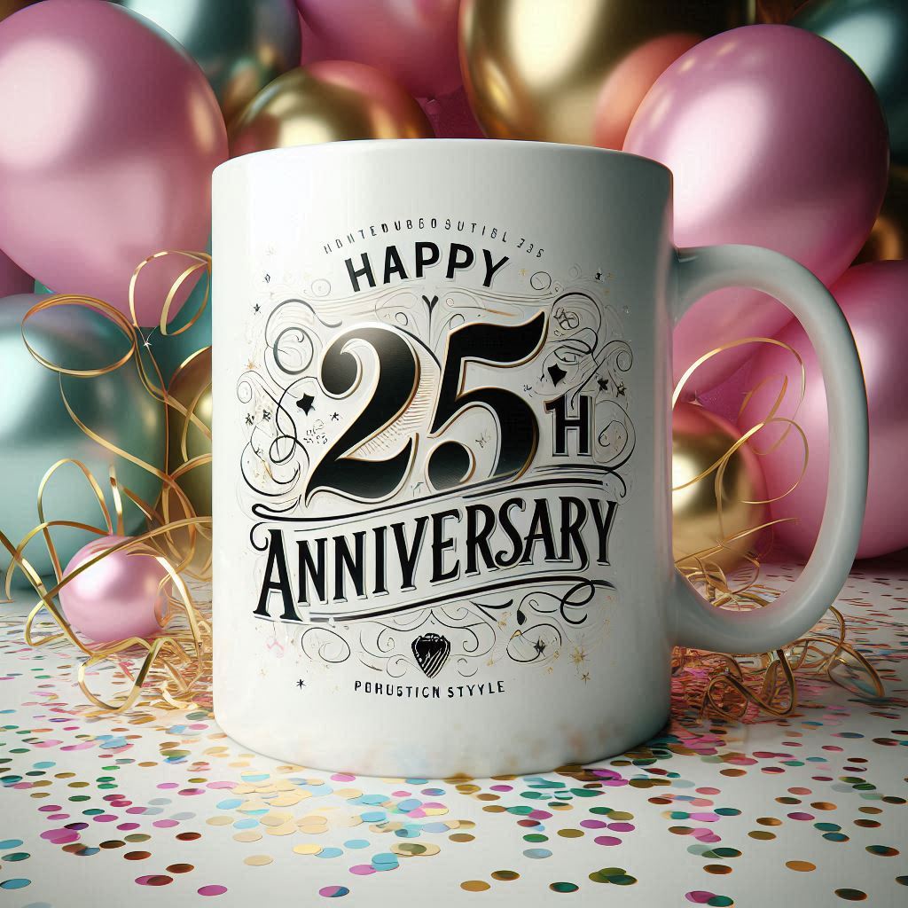 🥂 Happy 25th Anniversary – Silver Jubilee Mug