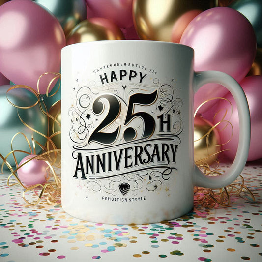🥂 Happy 25th Anniversary – Silver Jubilee Mug
