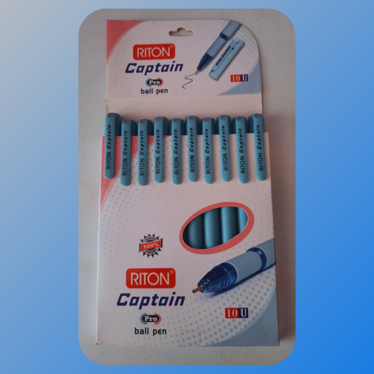 Riton Captain Blue Ball Pen (Set Of 10)